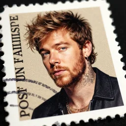 a closeup photorealistic illustration of post malone on a postage stamp. fine detail. this 4 k hd image is trending on artstation, featured on behance, well - rendered, extra crisp, features intricate detail, epic composition and the style of unreal engine.