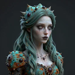 gothic princess portrait. by casey baugh, by rembrandt, mandelbulb 3 d, turquoise rust