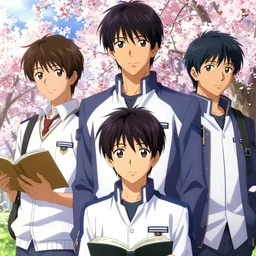 boy's love anime high school spring noon setting, high detail concept art, perfect proportions fine face, tall handsome guys, avant uniform, vivid colors, romantic undertones, realistic shaded lighting poster fantasy art ilya kuvshinov, katsuhiro, jeremy lipking and michael germash, makoto shinkai, loish and clamp style, best selling artist