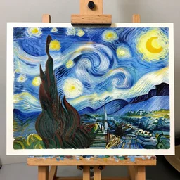 macoroni made with Gouache on Easel Paper in the style of Van Gogh