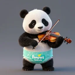 panda dressed in pampers plays the violin by greg rutkowski and thomas kinkade, trending on artstation, 3 d render octane