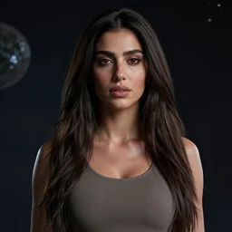 hyperrealistic film full body still of mia khalifa in space, inspired by istvan sandorfi & greg rutkowski & unreal engine, perfect facial symmetry, dim volumetric cinematic lighting, 8 k octane comprehensive render, extremely hyper - detailed, incredibly lifelike attributes, intricate, real flesh texture, masterpiece, artstation, stunning,