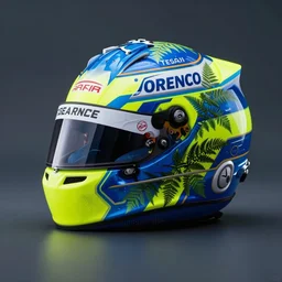f 1 helmet concept design blue and yellow with fernando alonso in the design