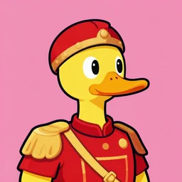 portrait of a roman dictator duck looking to the side wearing uniform, flat art, award winning art, nft - style art, vivid colours, cartoon