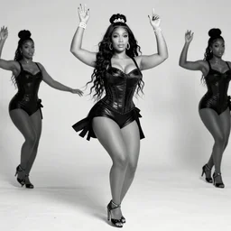 nicki minaj does the charlston, black and white photo from 1 9 2 3