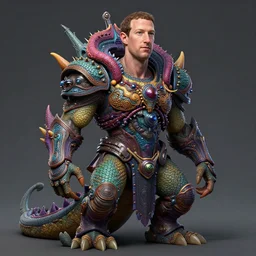 mark zuckerberg as a reptilian overlord, trending on artstation, intricate, highly detailed, colorful, menacing