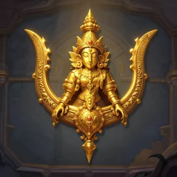golden hindu ornament, in concept art of main menu loading screen background. for russian mmorpg by katauri, artstation, behance, style of hearthstone