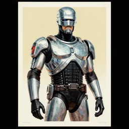 poster art, movie poster, retrofuturism, sci - fi, textured, paper texture, robocop by saul bass and otl aicher