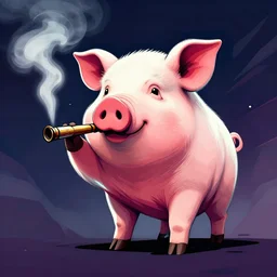 a diginified pig smoking a blunt, speed digital art, angular