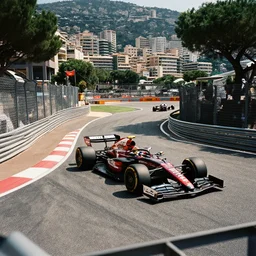 car race overtaking at monaco hairpin, 9 0 s, film grain, motorsports photography