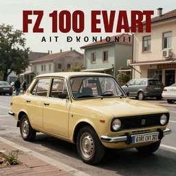 vaz 2101 fiat 124 in east European city. Film poster. Epic cinematic