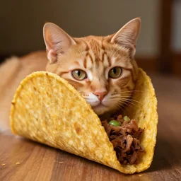 orange cat inside taco