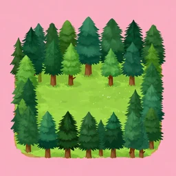 a screenshot of a forest area in a game with a pink background, # screenshotsaturday, 2 d game art, concept art