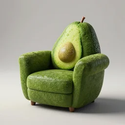 an armchair made out of an avocado, realistic