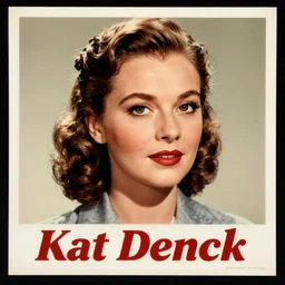 An retro movie poster from 1947 for an Alfred Hitchcock film featuring a portrait of featuring Kat Dennings