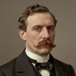 A photograph portrait of Jerma985 with slicked back hair and a pyramidal mustache in the late 1800s, taken in the late 1800s, 1870s, grainy, taken on a Field View Camera, realistic, hyperrealistic, very realistic, highly detailed, very detailed, extremely detailed, detailed, digital art, trending on artstation