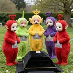 teletubbies at a funeral