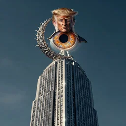 a photo of the eye of sauron on top of trump tower, digital art, 8k, UHD