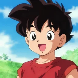 portrait of happy boy in the style of akira toriyama
