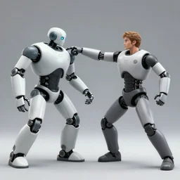 liam nielsen punching a robot