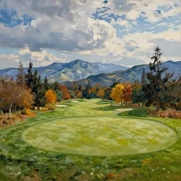 Mountainside Golf Course in Autumn, Portrait by Vincent van Gogh