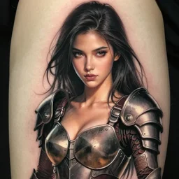 tattoo design, a professional painting of a beautiful young female, partially clothed in battle armor, olive skin, long dark hair, beautiful bone structure, symmetrical facial features, intricate, elegant, digital painting, concept art, smooth, sharp focus, illustration, from Metal Gear, by Ruan Jia and Mandy Jurgens and Greg Rutkowski and Artgerm and William-Adolphe Bouguerea and artgerm, cat girl, anime