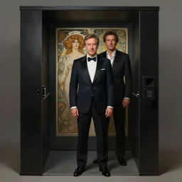 photo booth, painting of both john oliver and adam driver together, john oliver in front, full body, elegant, beautiful, highly detailed, centered, dark, smokey, digital painting, concept art, smooth, sharp focus, illustration, deviant art, art by artgerm, art by greg rutkowski, art by alphonse mucha