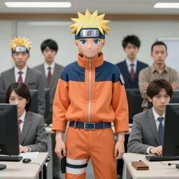 the cast of the office as naruto characters, realistic, 4k,