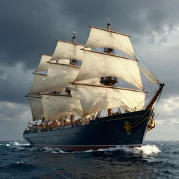 ships at sea, fantasy, hyper realistic, dramatic lighting