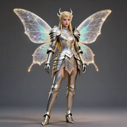 full body photo of a fairy warrior wearing sparkly armour, highly detailed, 4 k, hdr, smooth, sharp focus, high resolution, award - winning photo