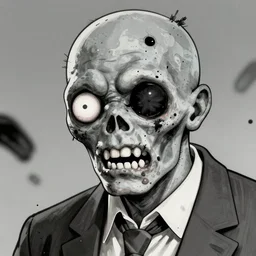 Portrait of a zombie, manga style, ultra detailed, gray