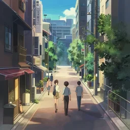 an anime movie background matte painting of a city street | | by makoto shinkai, trending on artstation, highly detailed