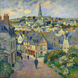 a cinematic highly detailed painting of quimper, france, by paul gauguin, artstation