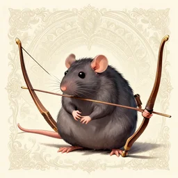 anime rat, holding a bow, intricate, highly detailed, smooth, wide shot, artstation, digital illustration by gaston bussiere