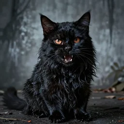 ghoulish cat dog hybrid, terror, high resolution photograph