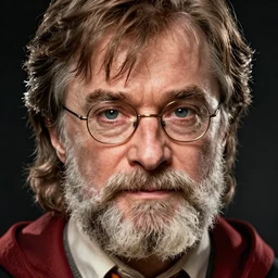 a close up portrait of an old harry potter with a beard, art station, highly detailed, concept art, sharp focus, illustration in pen and ink, wide angle, by Kentaro Miura