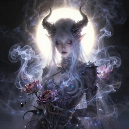draconic wizard of flowers, liquid smoke twisting, portrait, ethereal, nebula aura, artgerm, gashi - gashi, r - mk, paroro, radiant halo of light