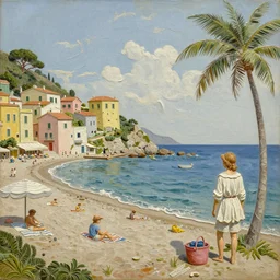 impasto relief painting of a beautiful italian beach scene, by arnold bocklin and claire tabouret