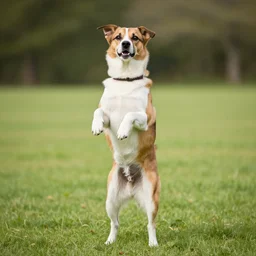 hand standing dog