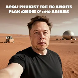 selfie of Elon Musk on Mars, photo realistic, award-winning