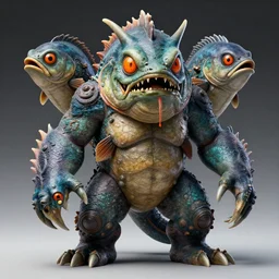 a fish man monster, orange eyes, 4 k, 8 k, super detailed, masterpiece, trending on art station, highly detailed, full hd, in kentaro miura art style