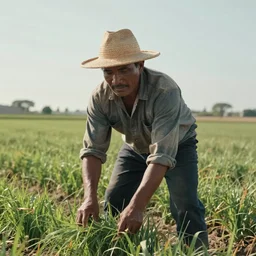 a cinematic shot of a farmer, working out in the field, movie still, shallow depth of field, dramatic lighting, by krenz cushart