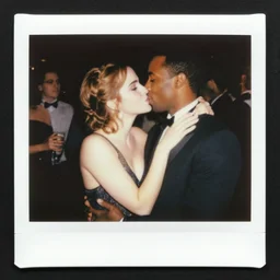 2 0 2 2 full color polaroid of pee wee herman and emma watson making out at a oscar party,