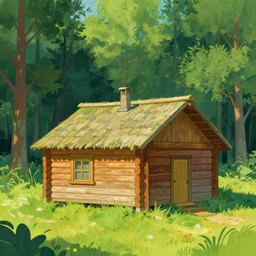 [ a log cabin in the forest ] [ van gogh ] [ digital ]