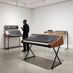 a dezeen showroom, archdaily photo of synthesizers by virgil abloh & Patricia Urquiola