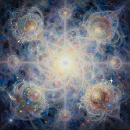 epic overdetailed maximalist visionary fineart landscape painting by randal roberts + morgan mandala + krystaleyez + sweet melis. transdimensional, ethereal, cosmic connection, organic and cosmic. dynamic. awesome 8 k realistic render. beautiful bright shiny irridescent translucent. slightly influenced by fractal geometry.