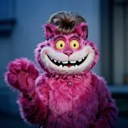 photograph of nancy reagan dressed as the cheshire cat, twilight, 1 2 mm zeiss,