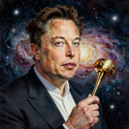 The masterpiece painting of elon musk as a galaxy by salvia dali the second, salvador dali's much more talented painter cousin, 4k, ultra realistic