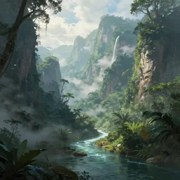 undiscovered paradise, digital painting, highly detailed, concept art, trending on artstation, epic composition, sharp focus, flawless render, masterpiece, volumetric lighting