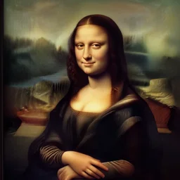 Sculpture of mona lisa, smooth light from upper left, dark background, studio lights, portrait mode